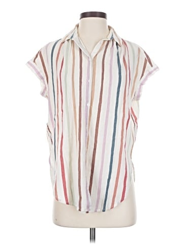 Madewell Gauze Central Tunic Shirt in Rainbow Stripe (view 1)