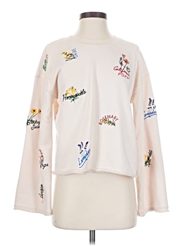 Madewell Botanical Embroidered Bell-Sleeve Sweatshirt (view 1)