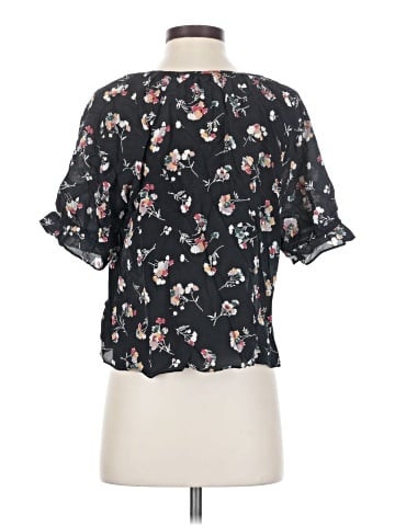 Madewell Silk Notched Ruffle-Cuff Top in Carnation Toss (view 2)