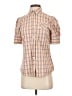 Odille Checkered-gingham Brown Short Sleeve Button-Down Shirt Size XS (estimated) - photo 1
