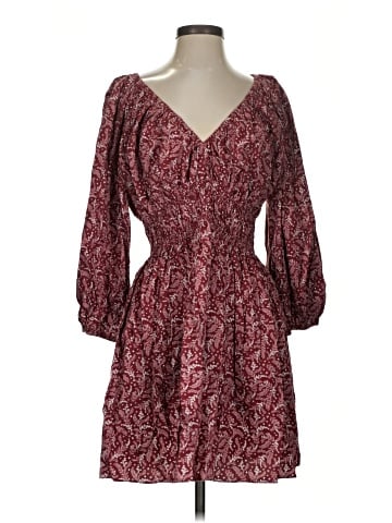 Madewell Puff-Sleeve V-Neck Mini Dress in Paisley Floral (view 1)