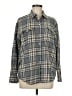Old Navy 100% Cotton Plaid Gray Long Sleeve Button-Down Shirt Size M - photo 1