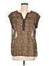 DR2 100% Polyester Brown Short Sleeve Blouse Size M - photo 1