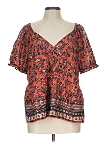Madewell Puff-Sleeve Peplum Top in Cavoli Floral (view 1)
