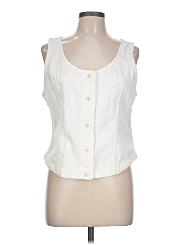 Madewell Denim Button-Front Top in Tile White (view 1)