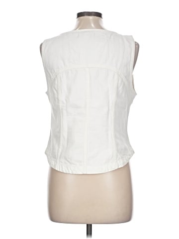 Madewell Denim Button-Front Top in Tile White (view 2)