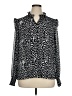 Fever 100% Polyester Animal Print Black Long Sleeve Blouse Size XL - photo 1