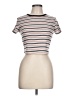 Shein Stripes Tan Ivory Short Sleeve Turtleneck Size L - photo 1