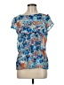 Halogen 100% Polyester Floral Blue Short Sleeve Blouse Size M - photo 1