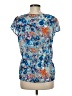 Halogen 100% Polyester Floral Blue Short Sleeve Blouse Size M - photo 2