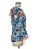 Halogen 100% Polyester Floral Blue Short Sleeve Blouse Size M - photo 4
