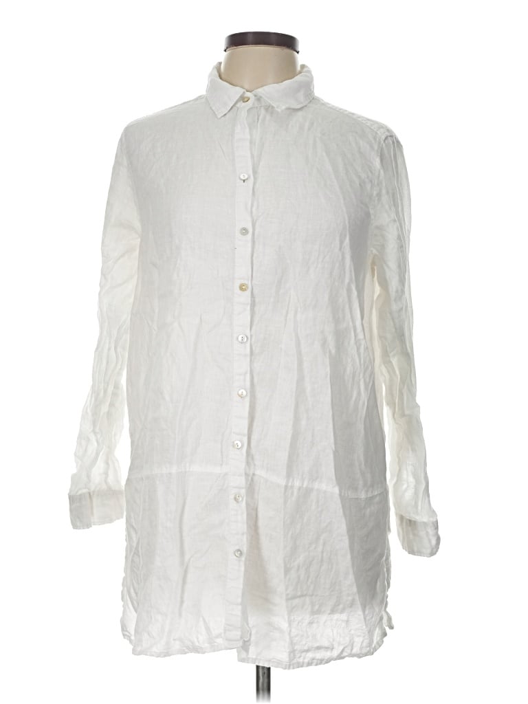 Pre-owned Tahari Long Sleeve Button Down Shirt In Ivory