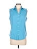 Talbots Blue Sleeveless Button-Down Shirt Size 8 - photo 1