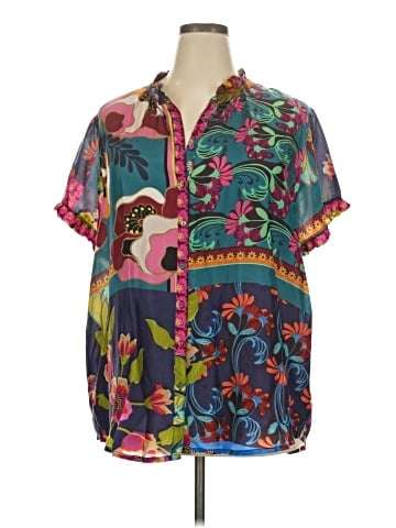 Johnny Was Short Sleeve Silk Top (view 1)
