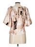 DKNY 100% Polyester Tan Short Sleeve Blouse Size L - photo 2