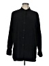 Denim & Co Solid Black Long Sleeve Button-Down Shirt Size L - photo 1