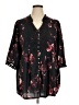 Roaman's 100% Polyester Floral Black 3/4 Sleeve Blouse Size 16W - photo 1