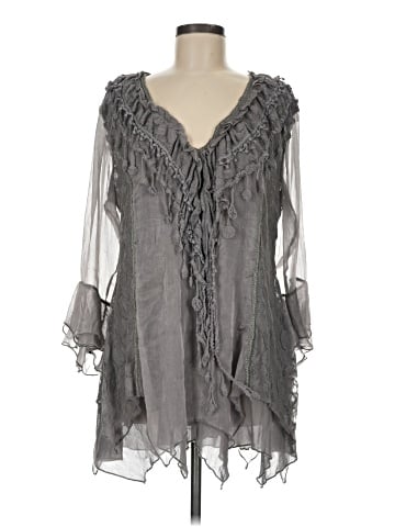 Pretty Angel 3/4 Sleeve Silk Top (view 1)