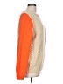 Numph Color Block Orange Wool Pullover Sweater Size L - photo 4