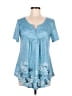 Halife Blue Short Sleeve Blouse Size M - photo 1