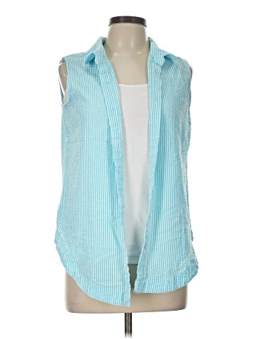 Collections etc. Sleeveless Button-Down Shirt (view 1)