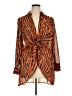 Bar III 100% Polyester Animal Print Orange Long Sleeve Blouse Size XL - photo 1