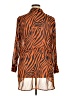 Bar III 100% Polyester Animal Print Orange Long Sleeve Blouse Size XL - photo 2
