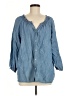 Soft Joie Blue 3/4 Sleeve Button-Down Shirt Size M - photo 1