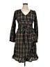 Hayden 100% Polyester Plaid Green Casual Dress Size L - photo 1