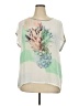 TWO by Vince Camuto 100% Polyester Tropical Ivory Short Sleeve Blouse Size 2X - photo 1