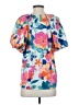 Entro Floral Blue Short Sleeve Blouse Size S - photo 2