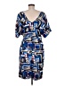 Poleci 100% Silk Print Blue Casual Dress Size 8 - photo 2