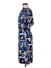 Poleci 100% Silk Print Blue Casual Dress Size 8 - photo 5