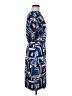 Poleci 100% Silk Print Blue Casual Dress Size 8 - photo 4