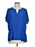Chico's 100% Polyester Blue Short Sleeve Blouse Size Lg (2) - photo 1
