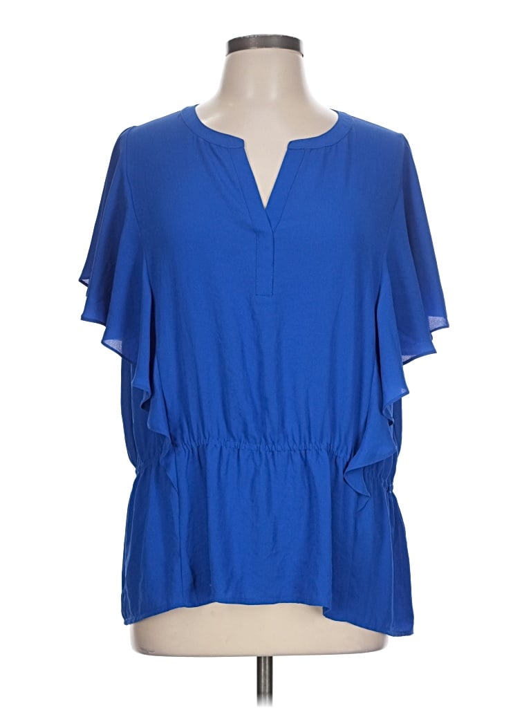 Pre-owned Chico's Short Sleeve Blouse In Blue