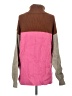 Free People Color Block Pink Turtleneck Sweater Size S - photo 2