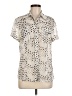 Essentials by Milano Animal Print Ivory Short Sleeve Blouse Size M - photo 1