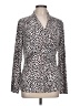 DKNY Animal Print Silver Long Sleeve Blouse Size L - photo 1