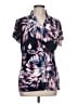 DKNY Floral Blue Short Sleeve Blouse Size L - photo 1