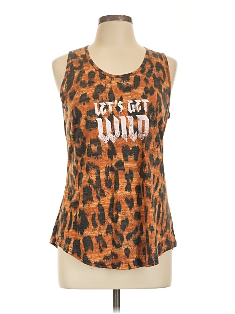 Pre-owned Lularoe Tank Top Orange Animal Print Pattern Halter Neckline Tops