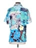 Topshop 100% Polyester Tropical Blue Short Sleeve Blouse Size 4 - photo 2