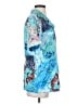Topshop 100% Polyester Tropical Blue Short Sleeve Blouse Size 4 - photo 4