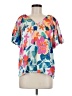 Entro 100% Polyester Floral Blue Short Sleeve Blouse Size M - photo 1