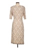 Connected Apparel 100% Polyester Print Tan Cocktail Dress Size 12 - photo 2