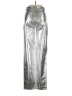 MNG 100% Viscose Metallic Silver Casual Pants Size 2 - photo 2