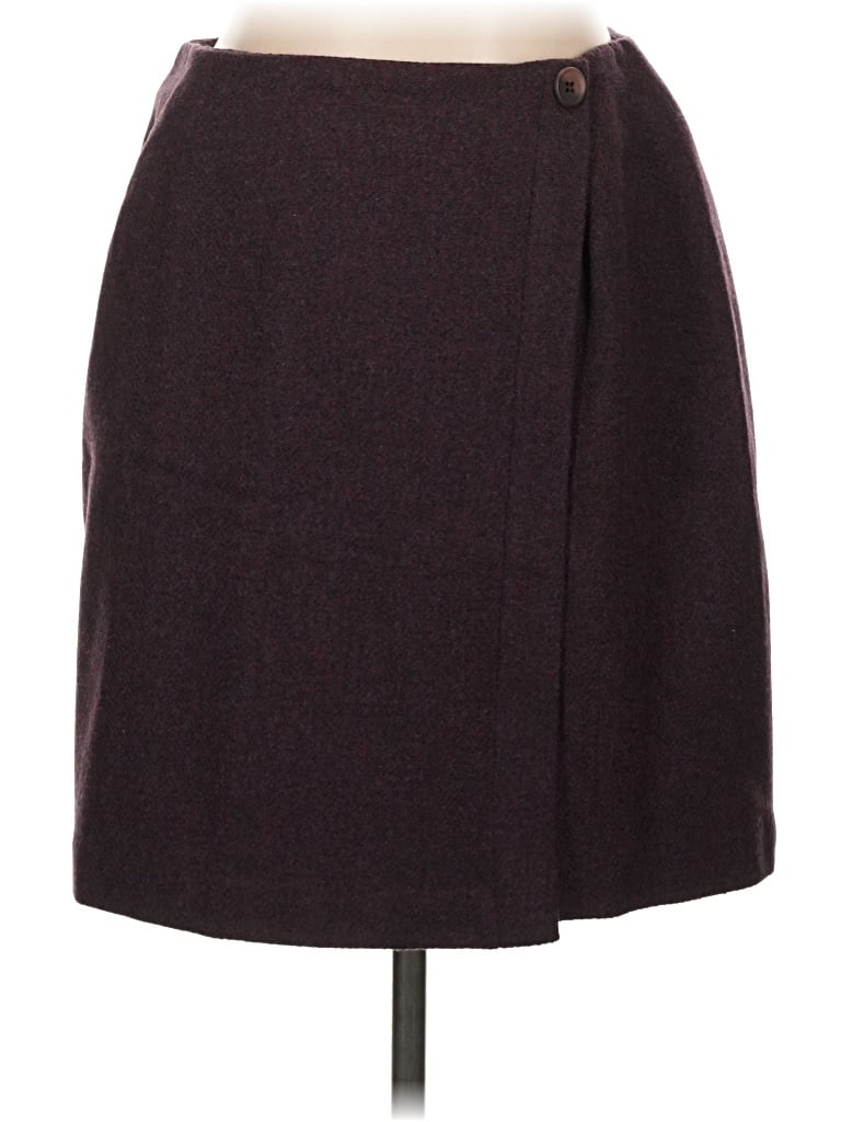Pre-owned L.l.bean Wool Skirt In Burgundy