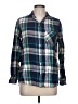 Old Navy 100% Cotton Plaid Teal Long Sleeve Button-Down Shirt Size L - photo 1