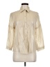 Bill Blass 100% Cotton Metallic Ivory 3/4 Sleeve Blouse Size M - photo 1