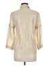 Bill Blass 100% Cotton Metallic Ivory 3/4 Sleeve Blouse Size M - photo 2